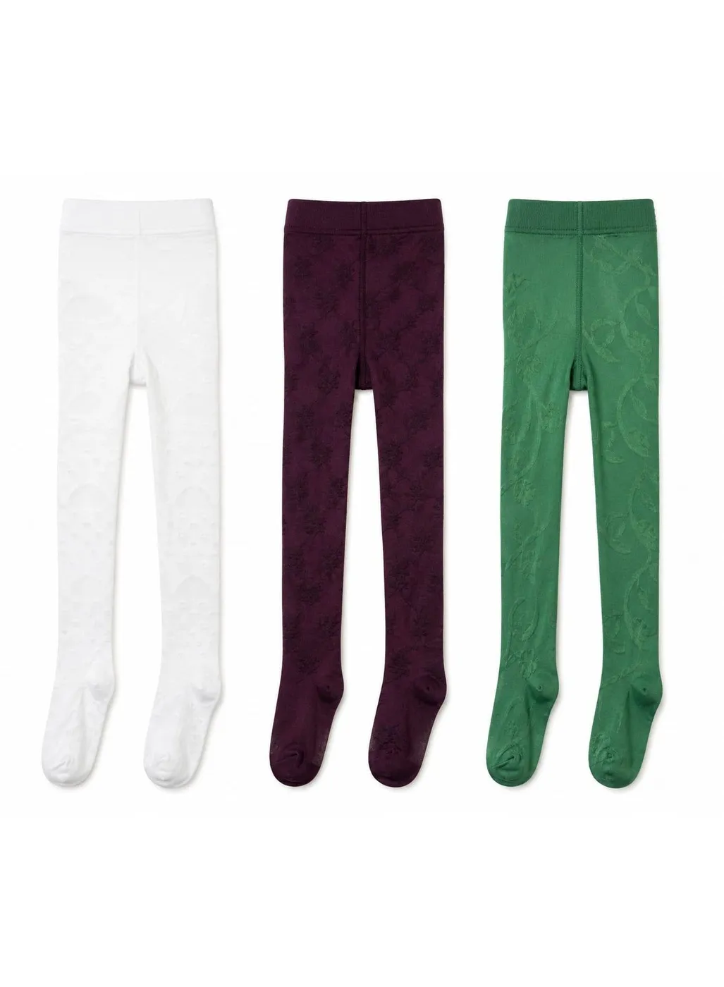 White, Plum and Green Tights Trio