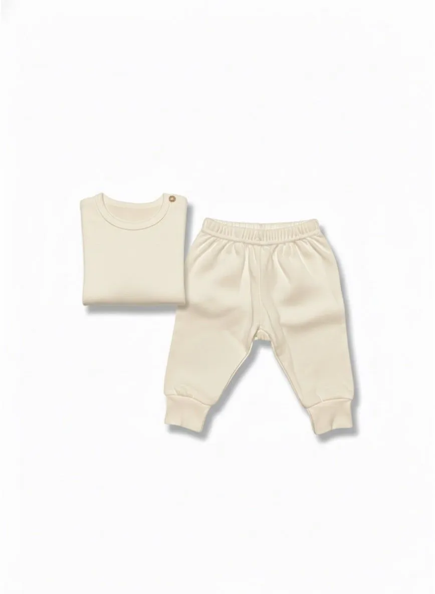 Natural Cream Ribbed Lounge Set